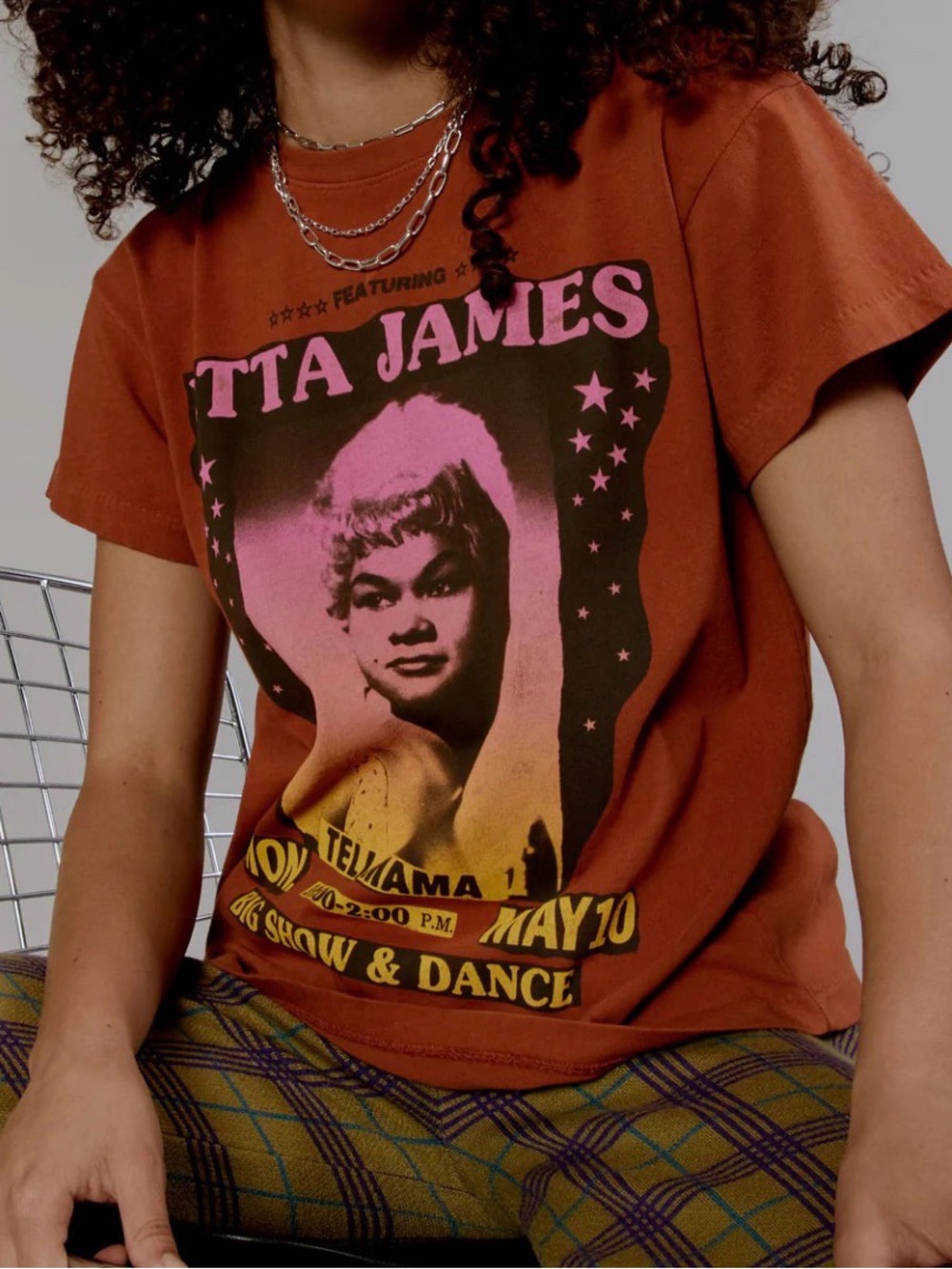 Daydreamer Etta James Tell Mama Tour Graphic Tee Rust Orange Women's Medium